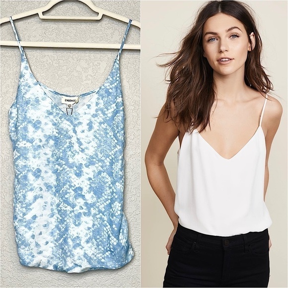 NWT L’AGENCE Silk Pastel Snakeskin Print Classic V-Neck Camisole Tank Top XS - Picture 1 of 9